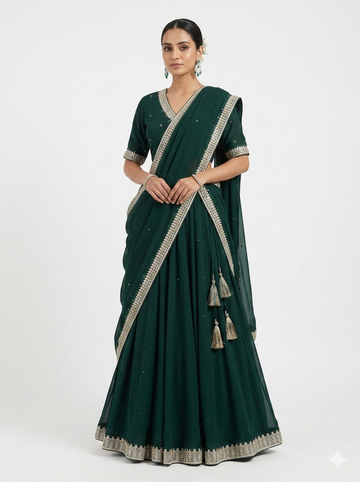 Kumari Lehenga Set - Deep Green